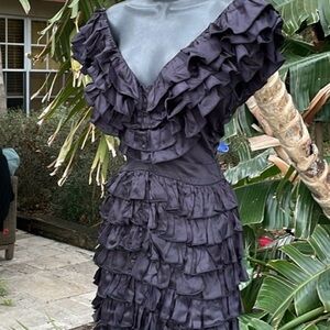 MAJORELLE Black Ruffled Mini Dress